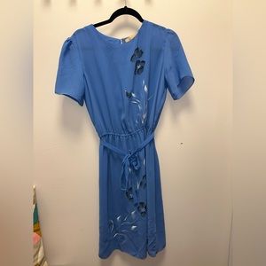 Oscar de la Renta blue short sleeve casual floral dress size 38